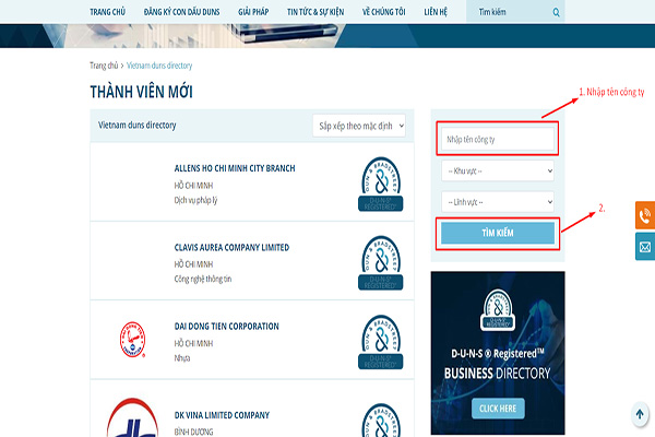 Cách tra cứu mã số doanh nghiệp toàn cầu tại website DnB Việt Nam